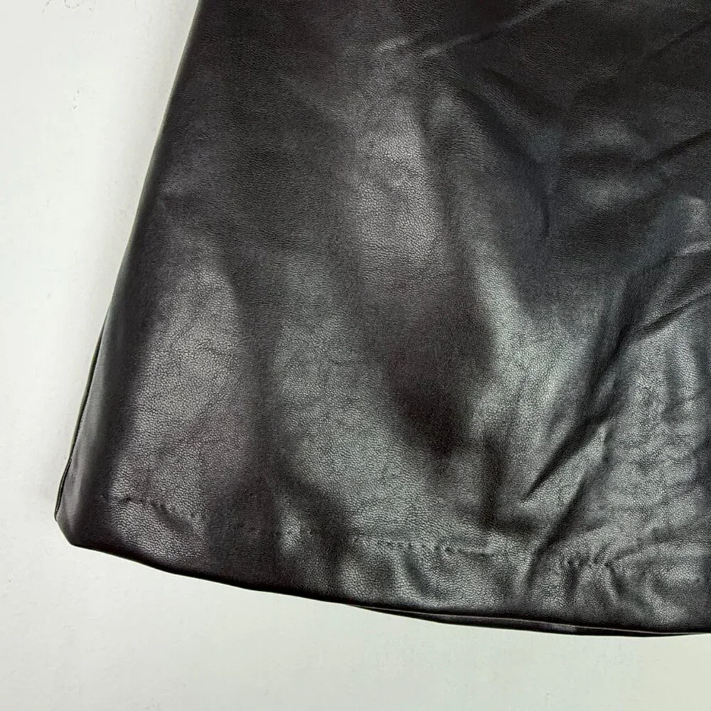 Abercrombie & Fitch Vegan Leather Mini Skort Skirt Black Size Small S EUC - Picture 2 of 12